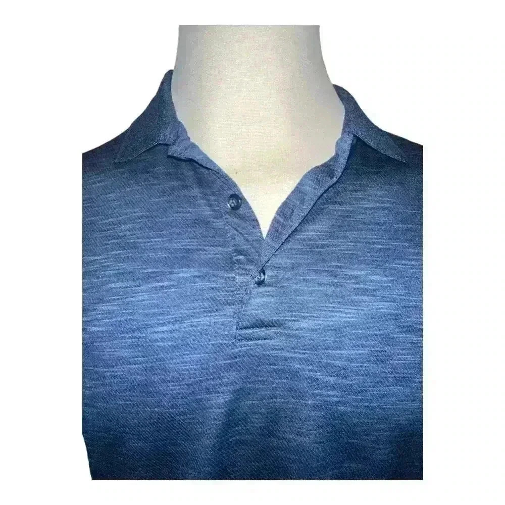 Tricots St. Raphael Mens Space-Dye Blue Polo Shirt, Medium - Picture 2 of 6